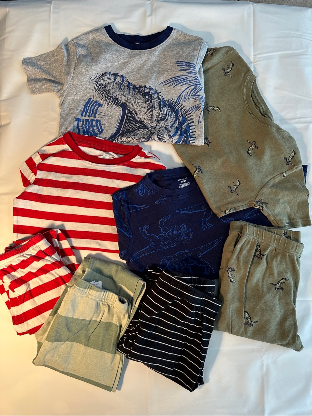 BUNDLE! 4 set PJ’Carter's Boys Red White Navy Green Beige Mixed Tops & Pants Set
